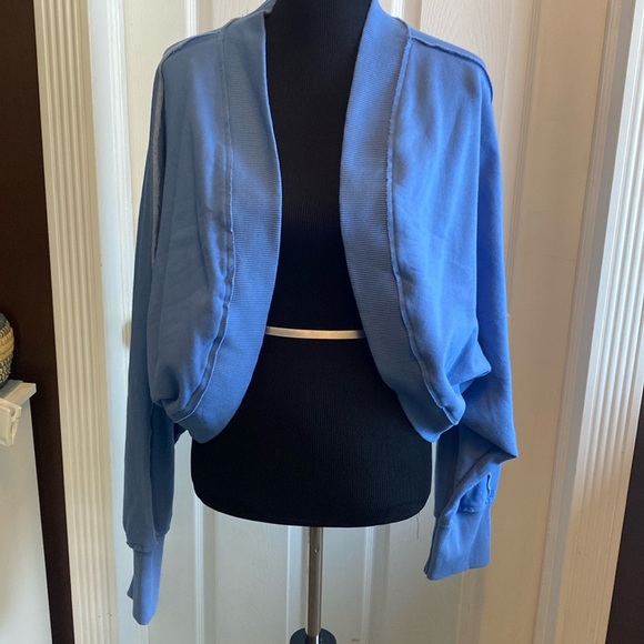 AE American Eagle Blue Cropped Shrug Sweatshirt Sz XXL NWT - Picture 1 of 8